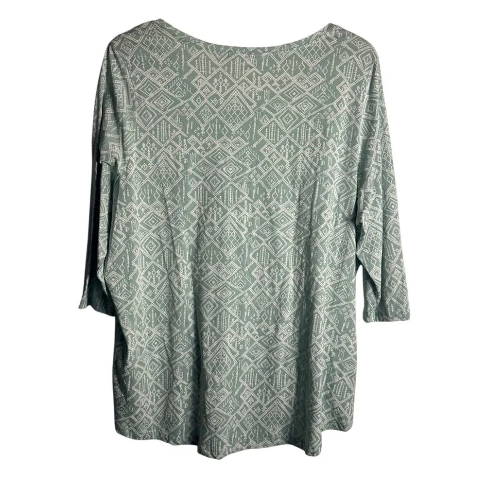 Peruvian Connection Mint Green 3/4 Sleeve Pocket Tee Shirt - Image 2