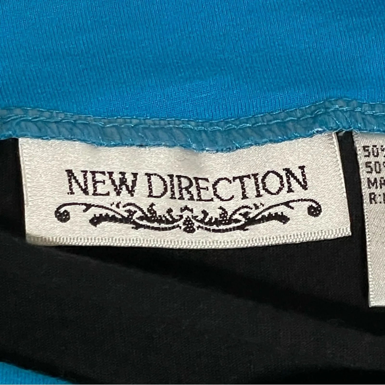 New Direction Black High Low Skirt Turquoise Waist Ruffle Hem Size M - Image 6