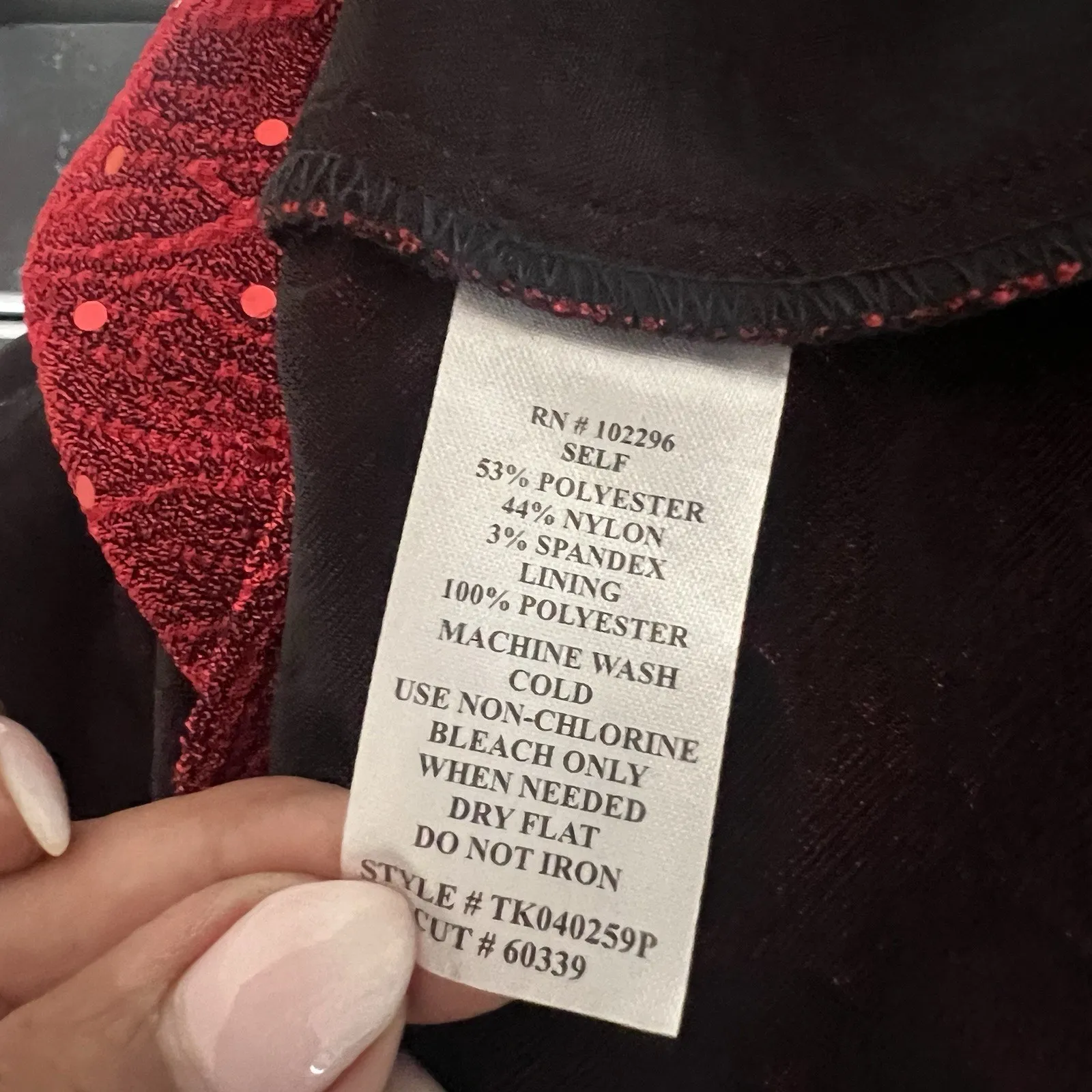 Connected Apparel Red Floral Sparkle Fit & Flare Mini Dress Size 6 Petite Y2K - Image 12