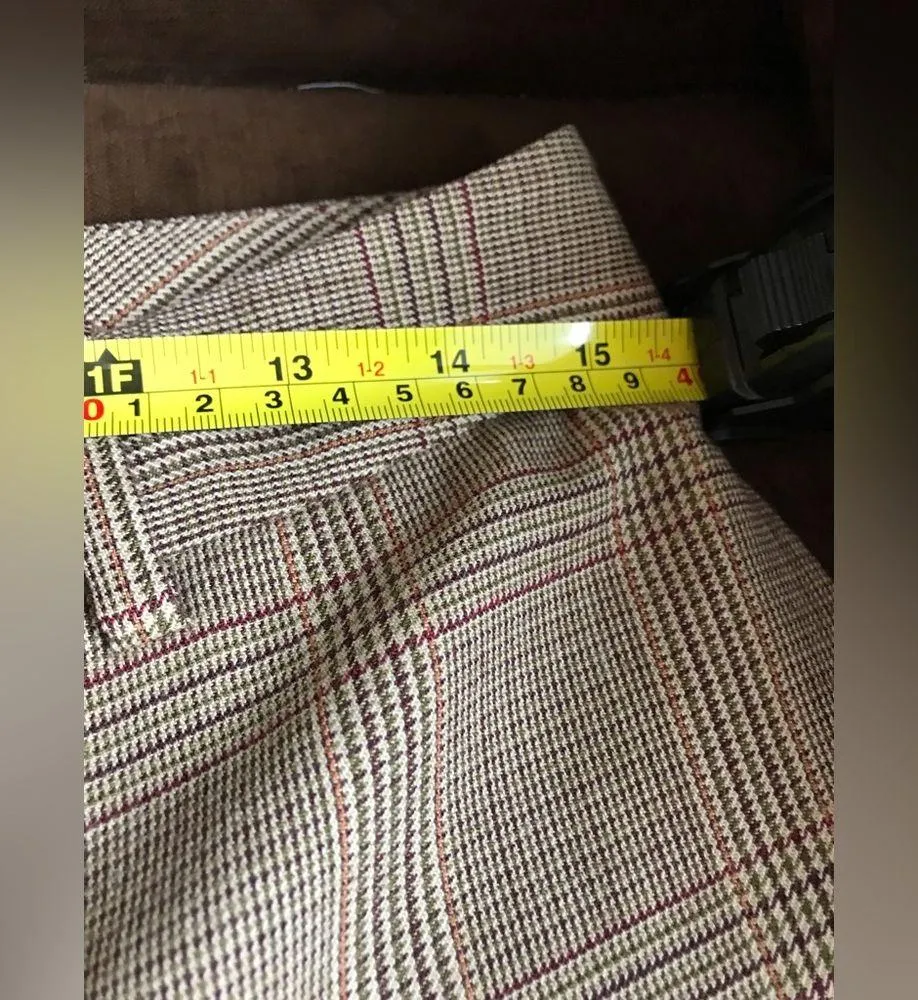 346   Stretch Wide Leg  Wool plaid Size 8 - Image 9