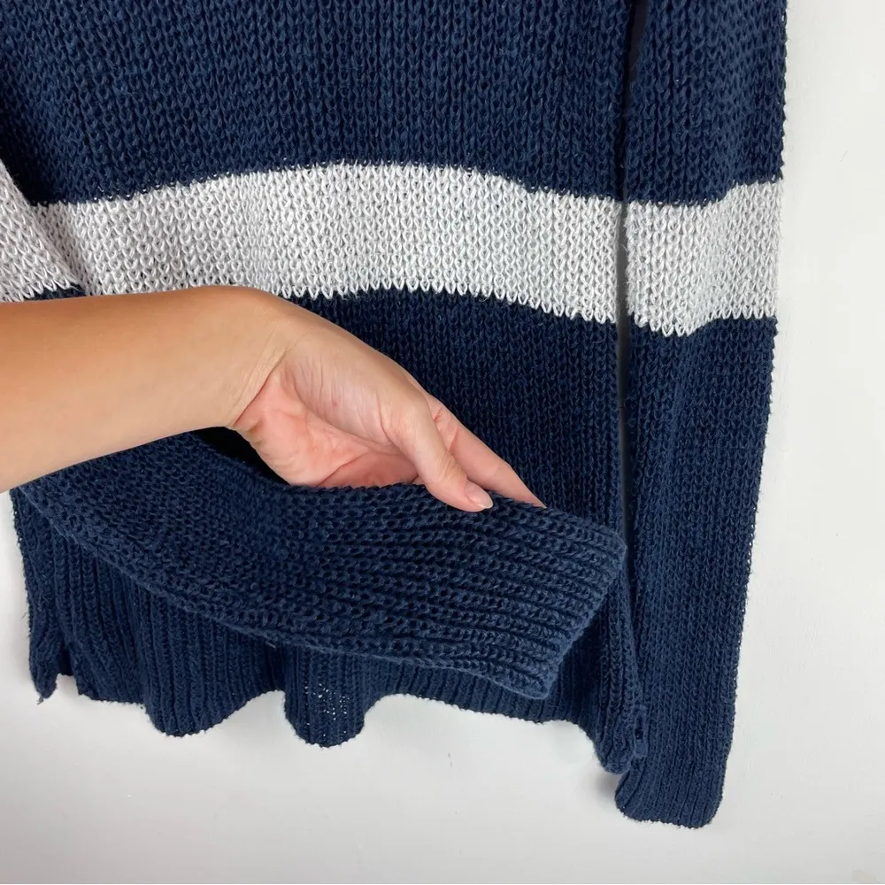 Lauren Ralph Lauren Linen Cotton Open Knit Stripe Sweater Western Sz Large Blue - Image 10