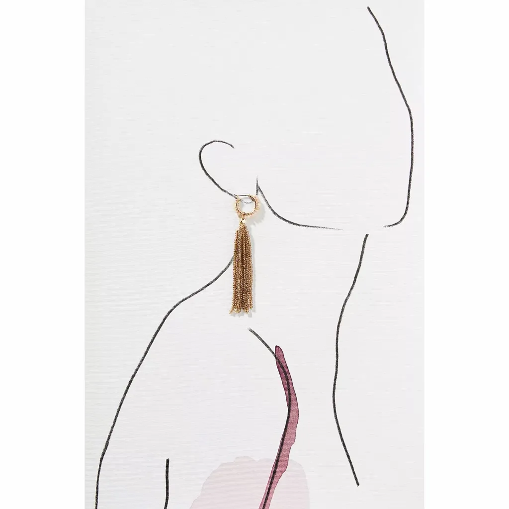 Anthropologie Sabrina Tassled Huggie Hoop Earrings - Image 3