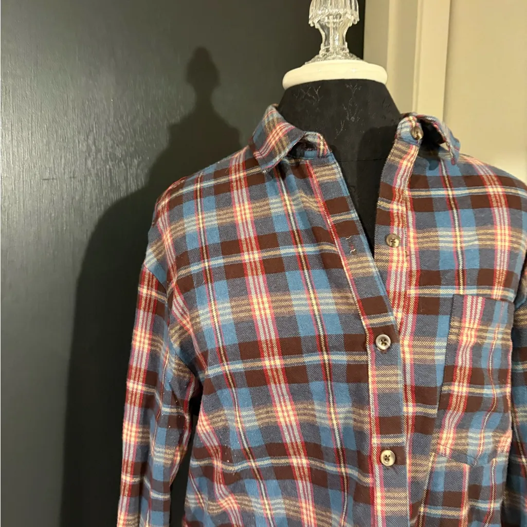 Wild Fable Multicolor Plaid Flannel Cotton Blend Button Down Shirt - Image 2