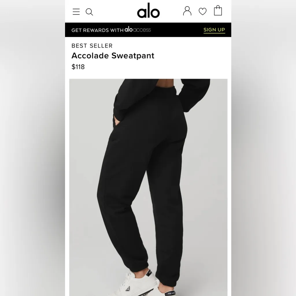 Alo Yoga NWOT Accolade Sweatpants Cool Chrome Logo Black, Pockets Size M - Image 6