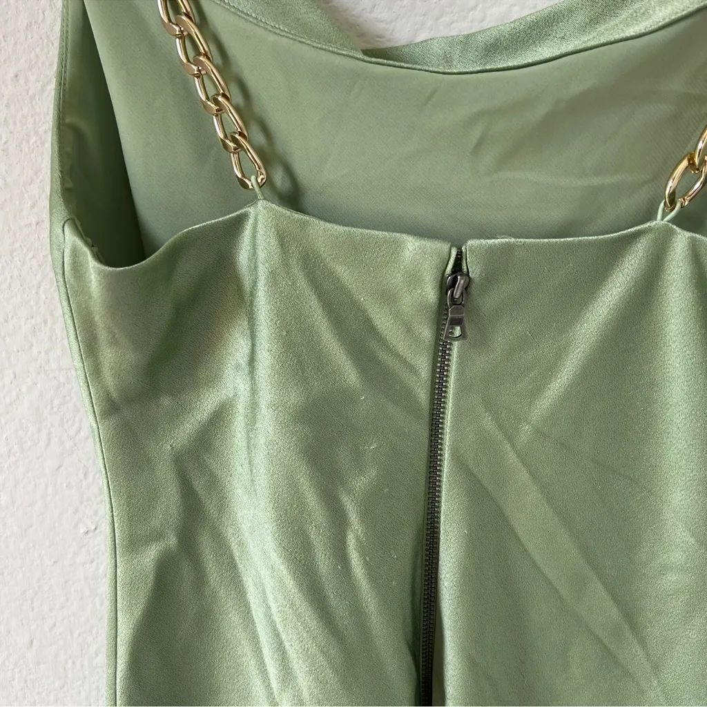 Alice + Olivia Slip Dress Pastel Green Mint Harmony Chain Sleeveless Mini Dress - Image 7