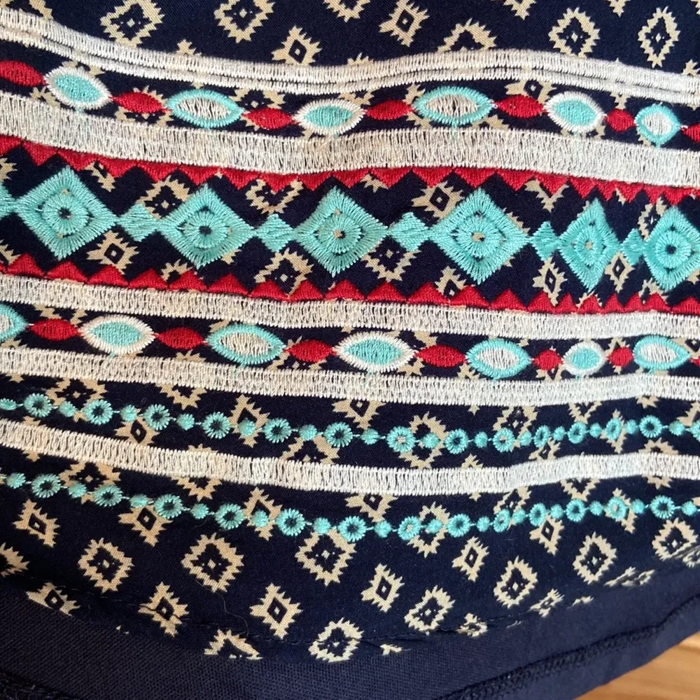 THML Size Small Sleeveless Embroidered High-Neck Knee Length Boho Shift Dress - Image 5