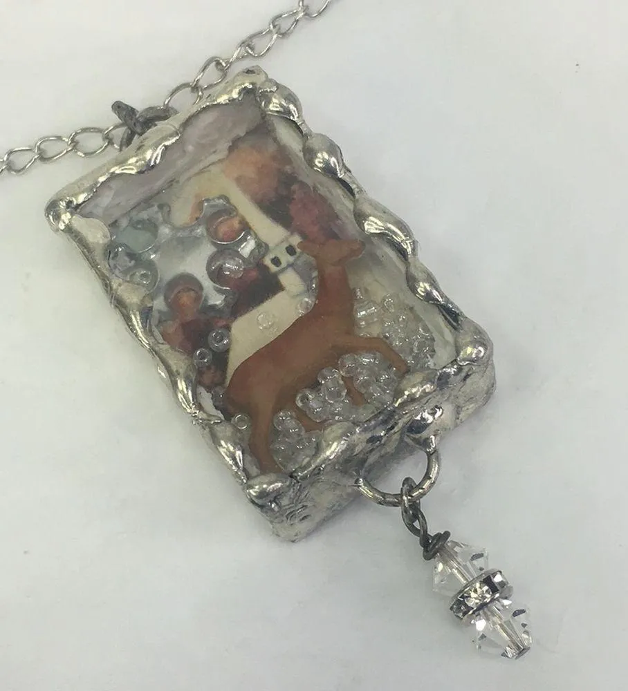 Lorelie Kay Statement Necklace Miniature Diorama Box Soldered Mixed Media Silver - Image 3