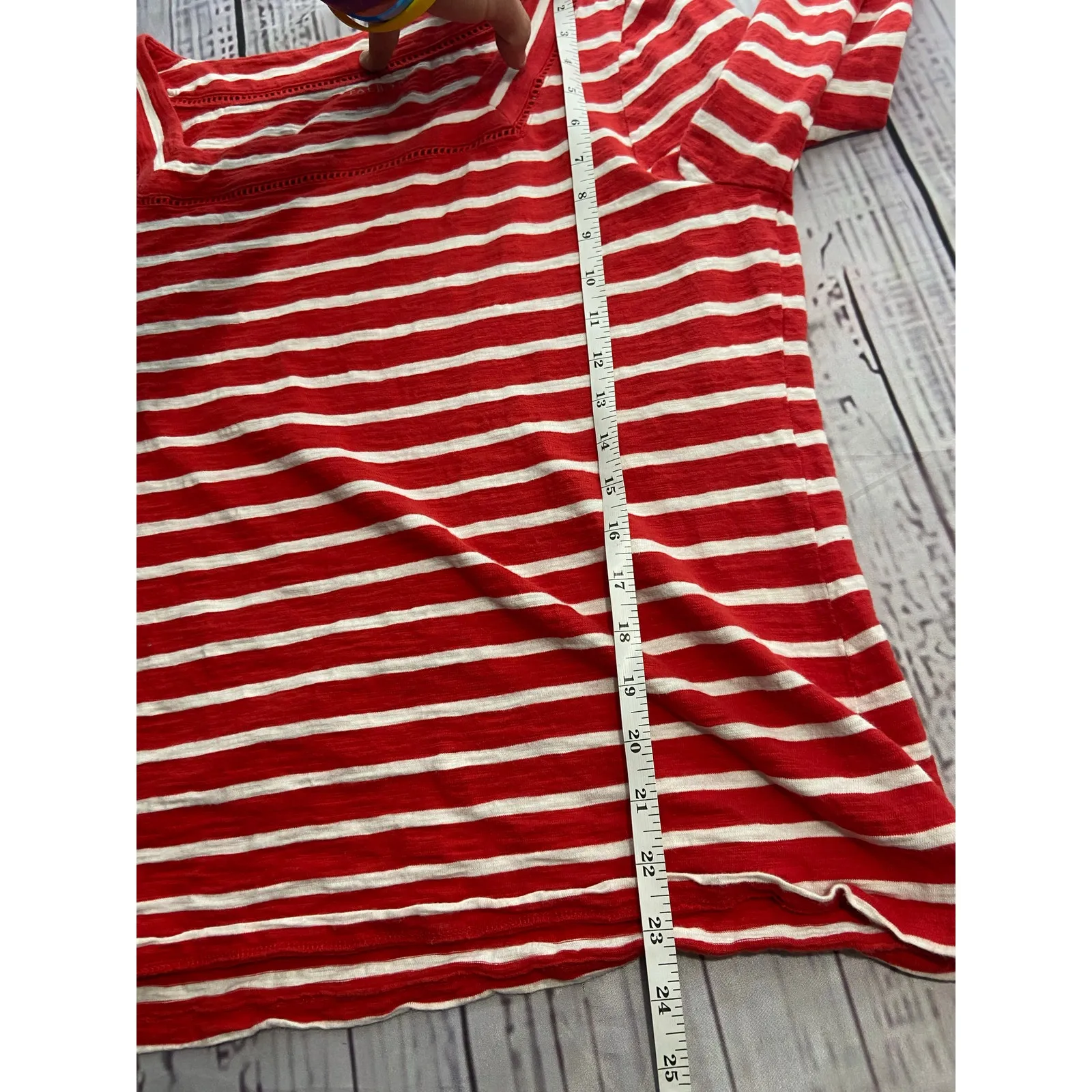 Talbots Tee Shirt Womens XL Stripe Square Neck 3/4 Quarter Sleeve Cotton - Image 7