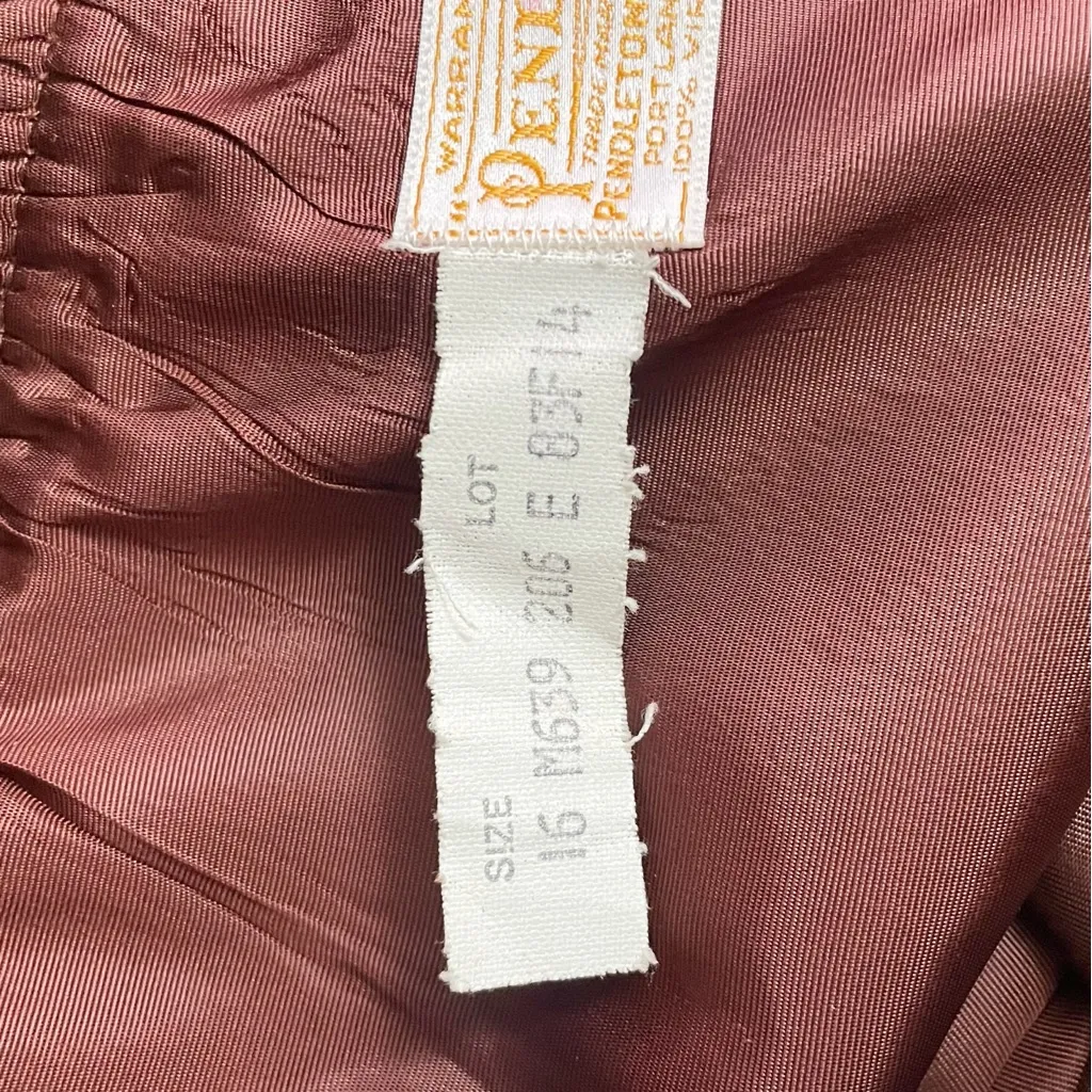 Vintage Pendleton Wool Plaid A-Line Skirt Orange Brown Glen Check USA Size 10 - Image 8