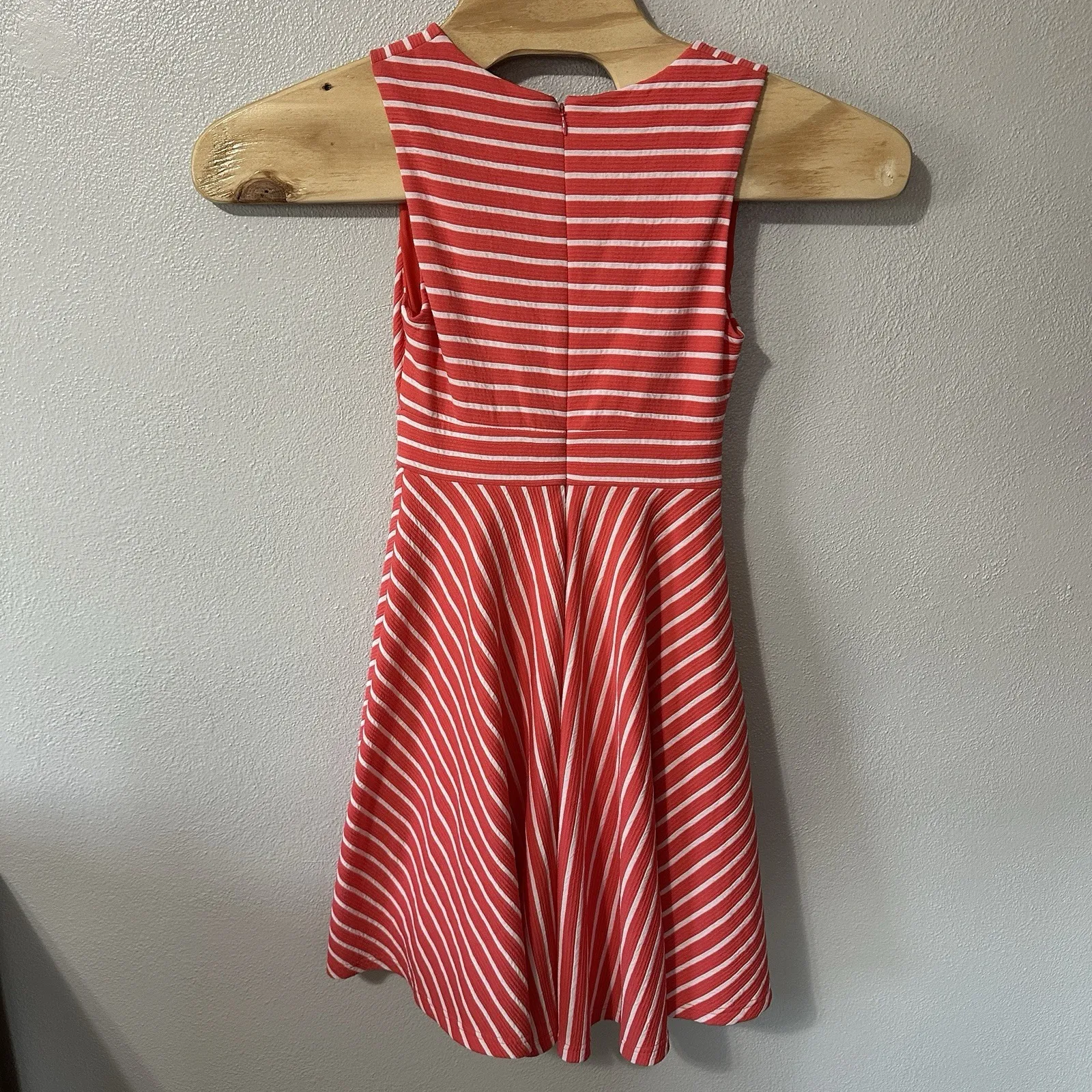 Anthropologie Hutch Coral White Stripe‎ Tie Front Sleeveless Dress Size XSPetite - Image 4