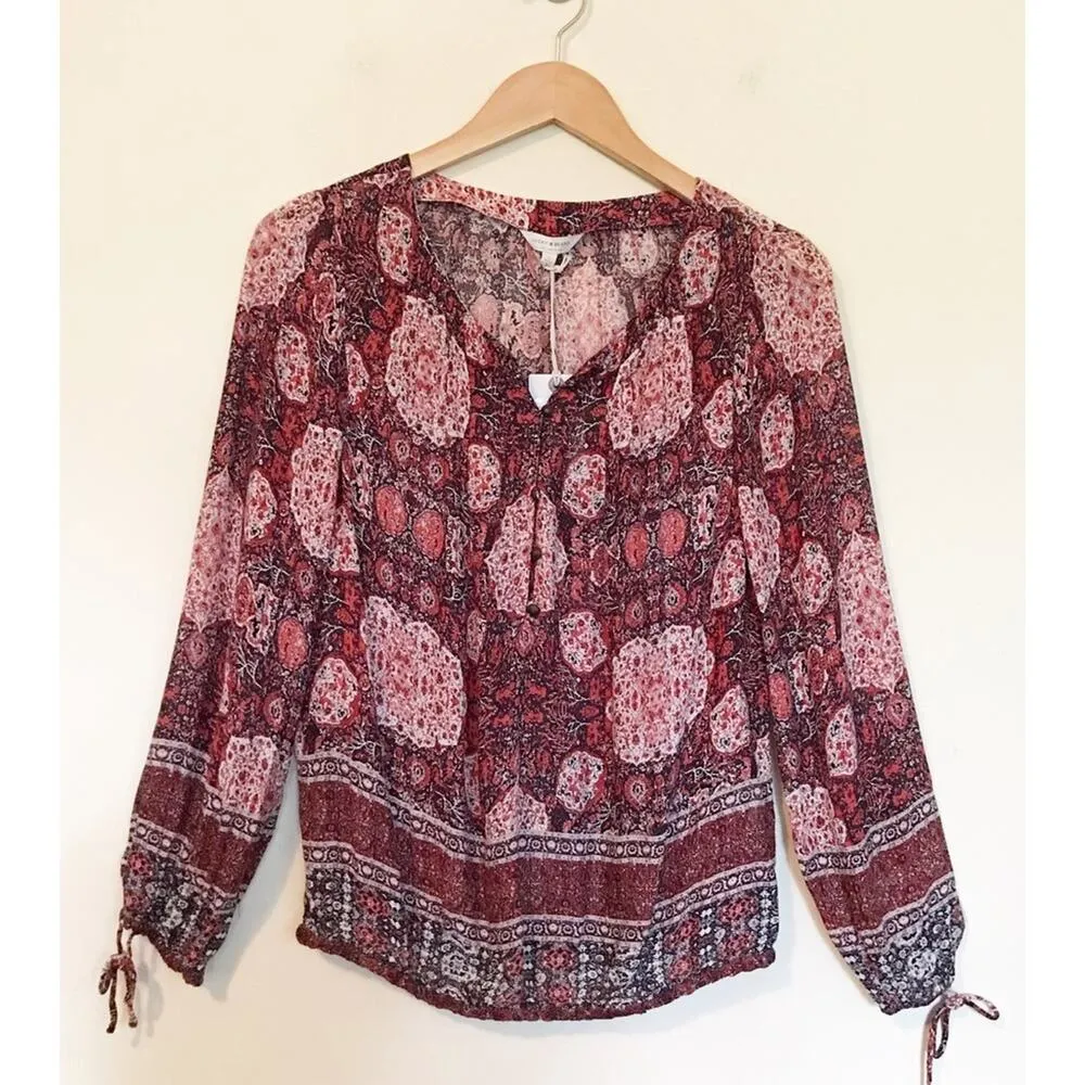 Boho Moroccan Western Tapestry Peasant Top Pink Medallion S new nwt - Image 2