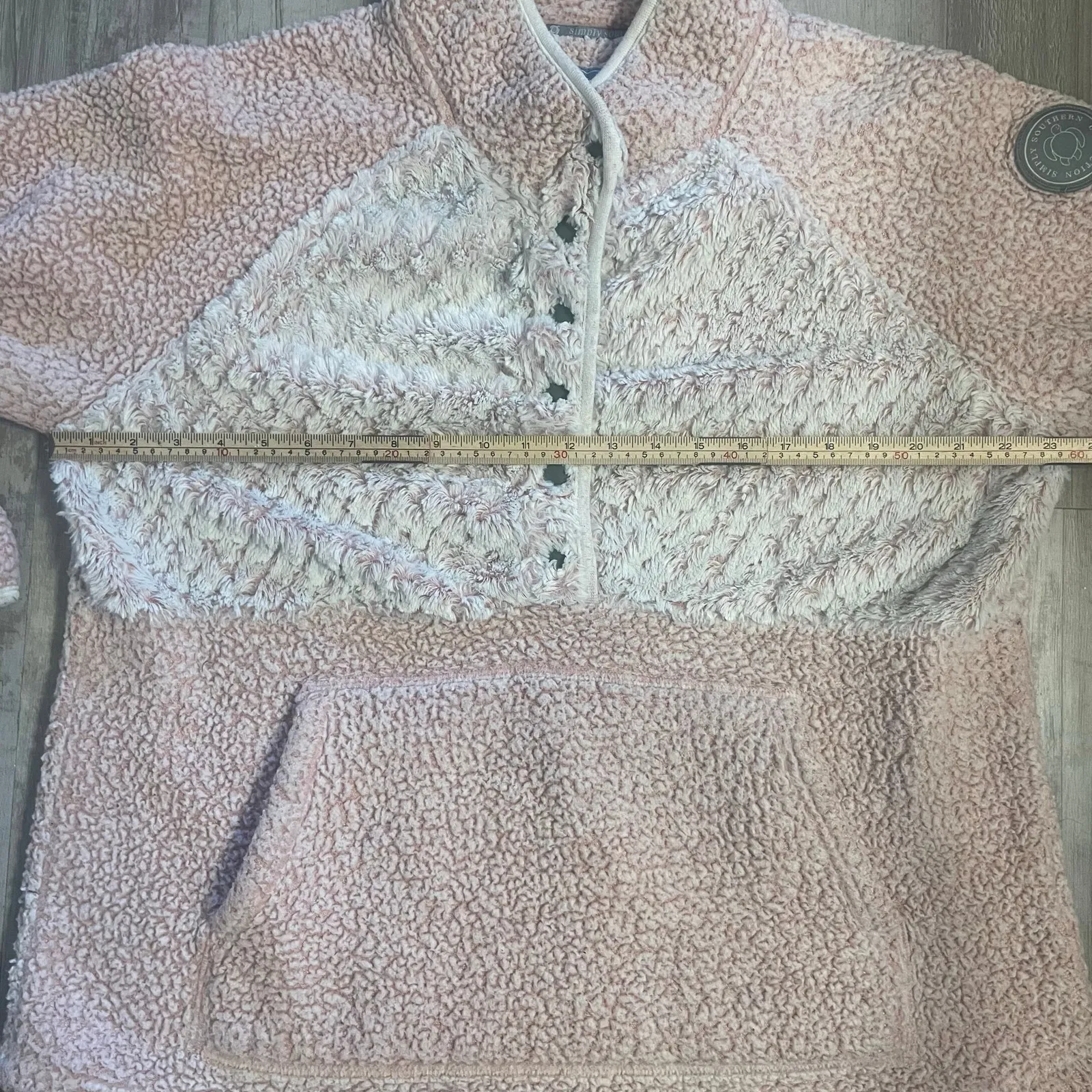 Simply Southern Pink Sherpa Pullover 1/4 snap Size XLarge - Image 2
