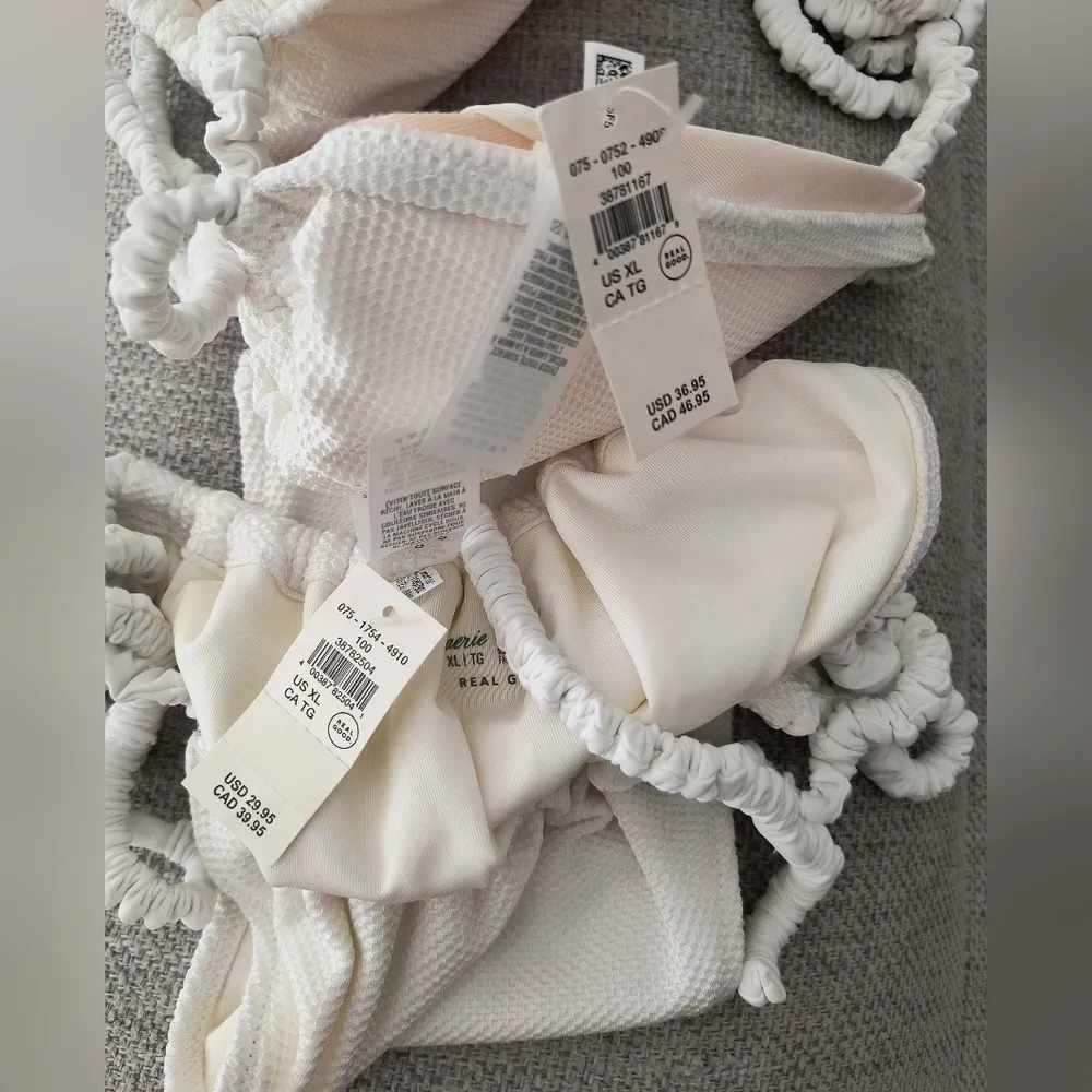 Aerie White Crinkle Triangle Top Two Piece Bikini XL - Image 6