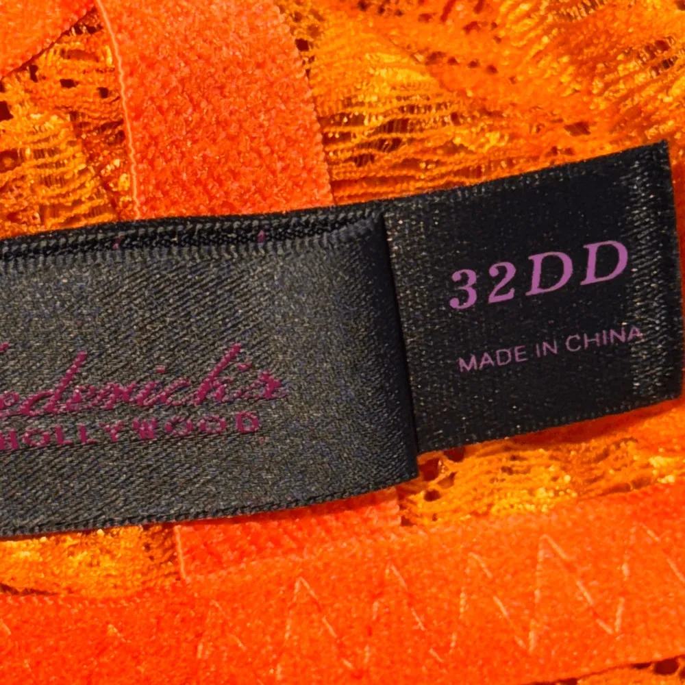 Frederick's Of Hollywood Charlotte Lace Orange Unlined Underwire Bra 32DD Corset - Image 5