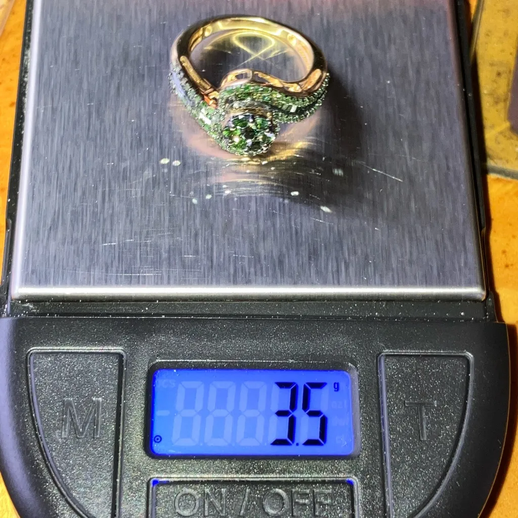 Natural Green Diamond Sterling Silver Ring Size 6 Gold - Image 9