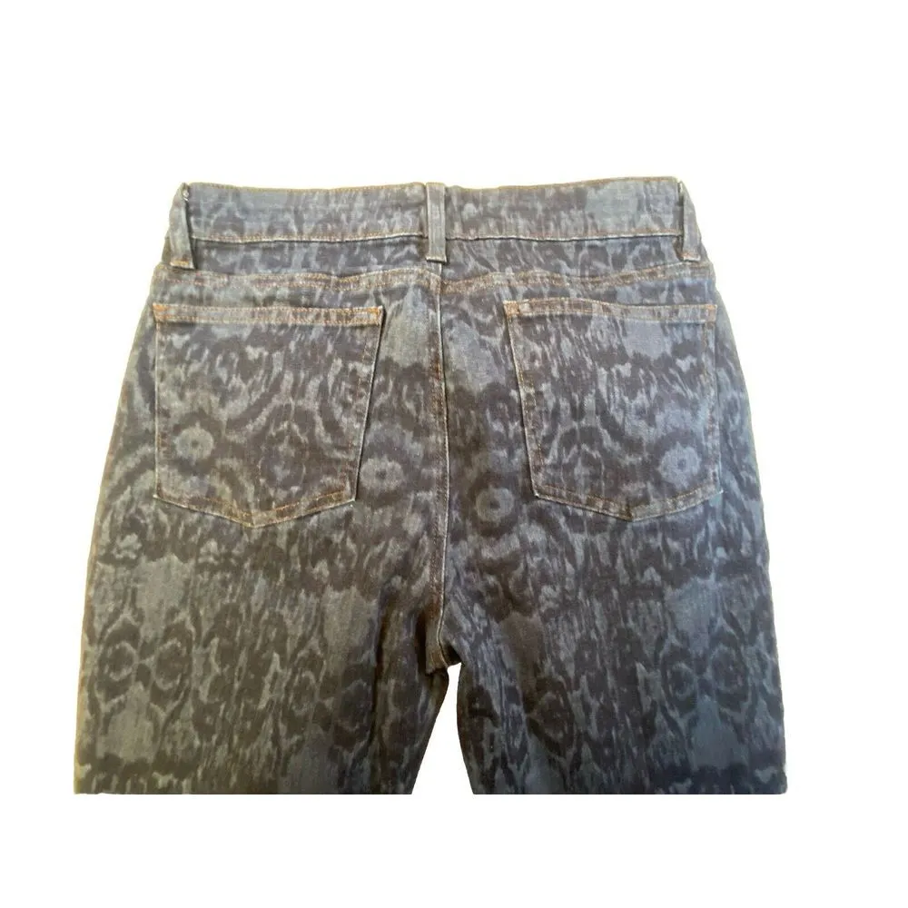 Eileen Fisher Denim Jeans Women's Size 6 Skinny Blue on Blue Ikat Print Mid Rise - Image 10