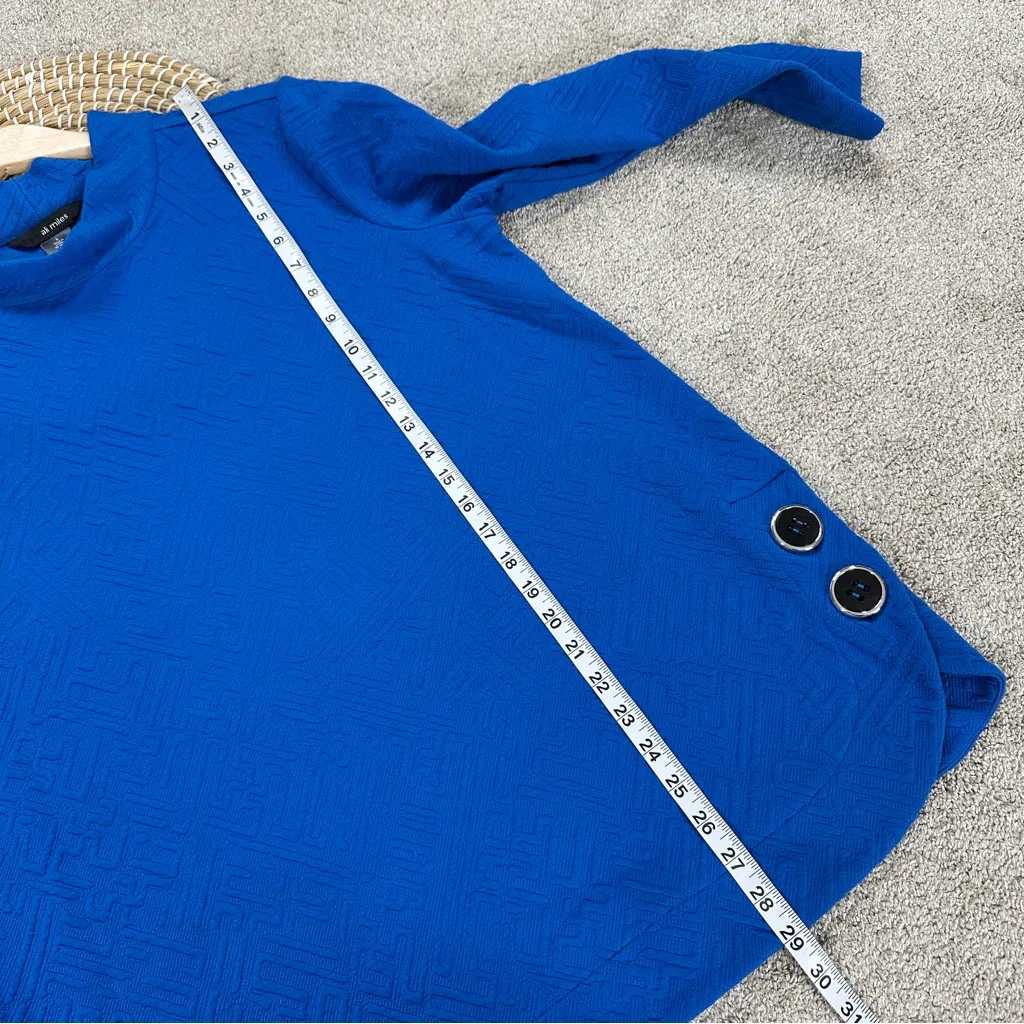 Ali Miles Women’s Mock Neck 3/4 Sleeve Textured Tunic Top Artsy in Cobalt Blue L Size L - Image 10