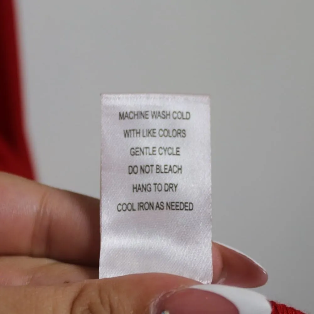 Superfoxx Red California Dreams Red Midi Faux Wrap Dress Sz L - Image 8