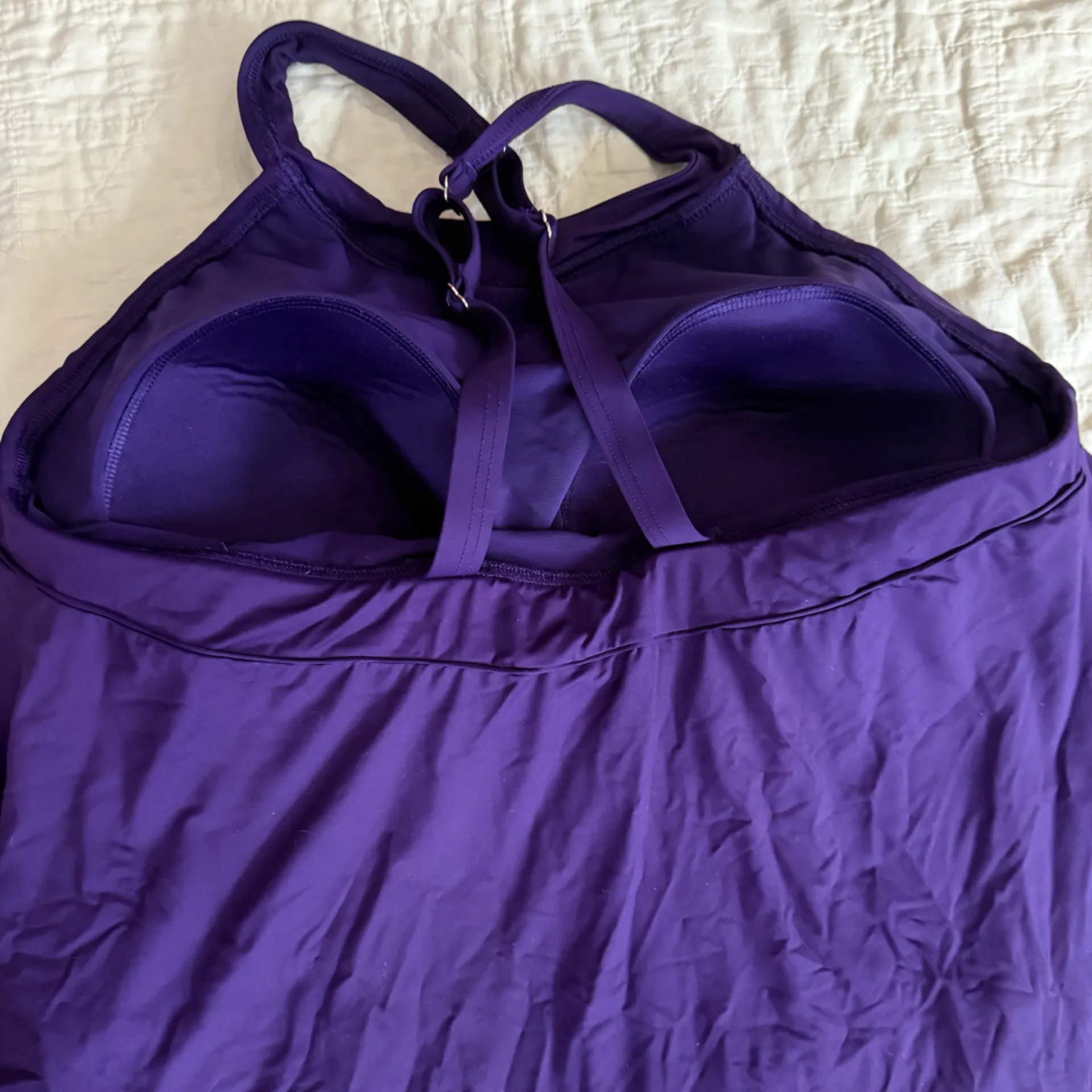 Lands End Purple Sleeveless Swimsuit Dress Adjustable Straps Size 20 EUC - Image 3