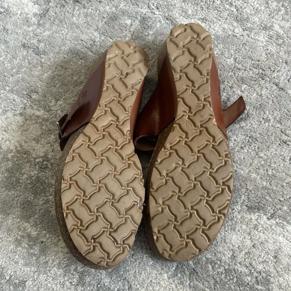 Yokono Sandals Womens 9 Brown Leather Slip On Open Toe Footbed Spain - Image 7