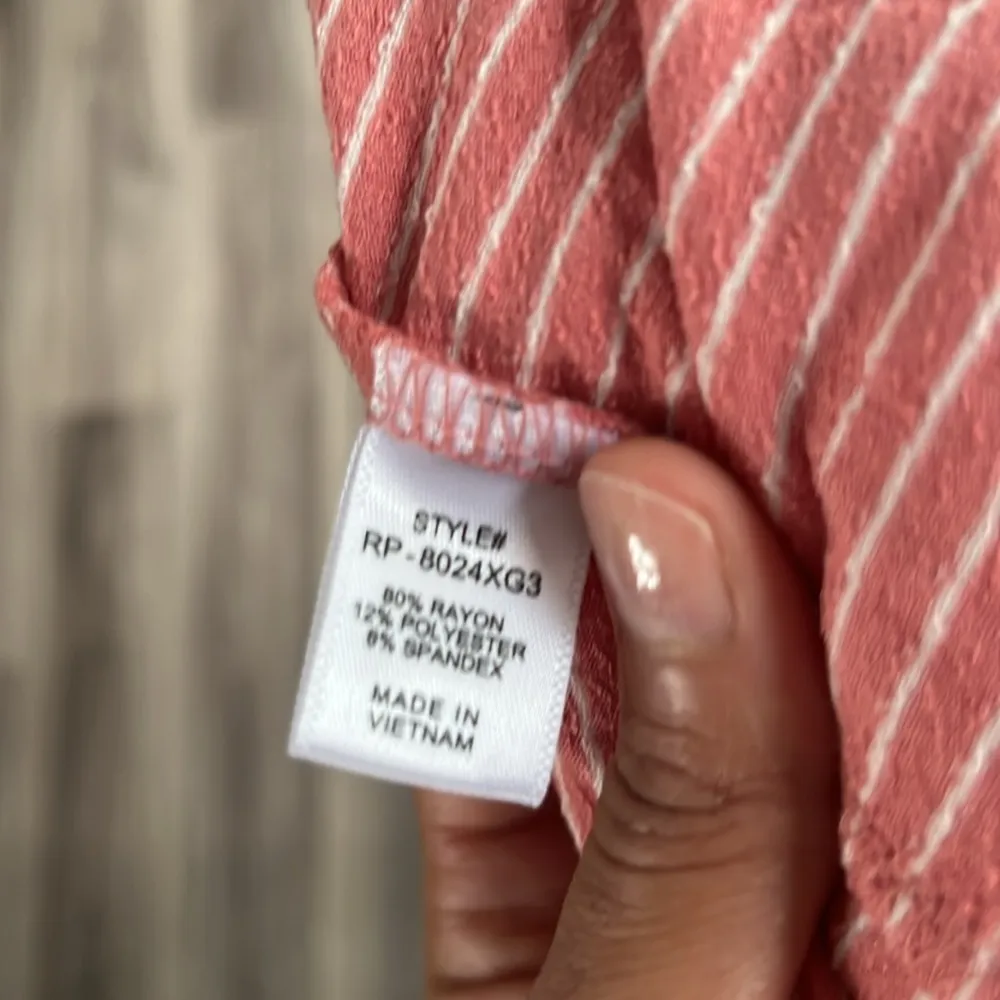 Zenana Smocked Top Jumpsuit Size 2X Womens casual stripped Cropped Wide Leg - Image 8