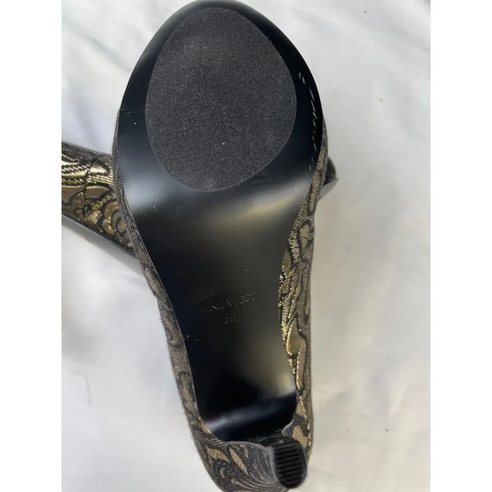 Nine West Women's Black/Gold High Heeled 4.5" Shoes Size 8M SKU3497 - Image 7
