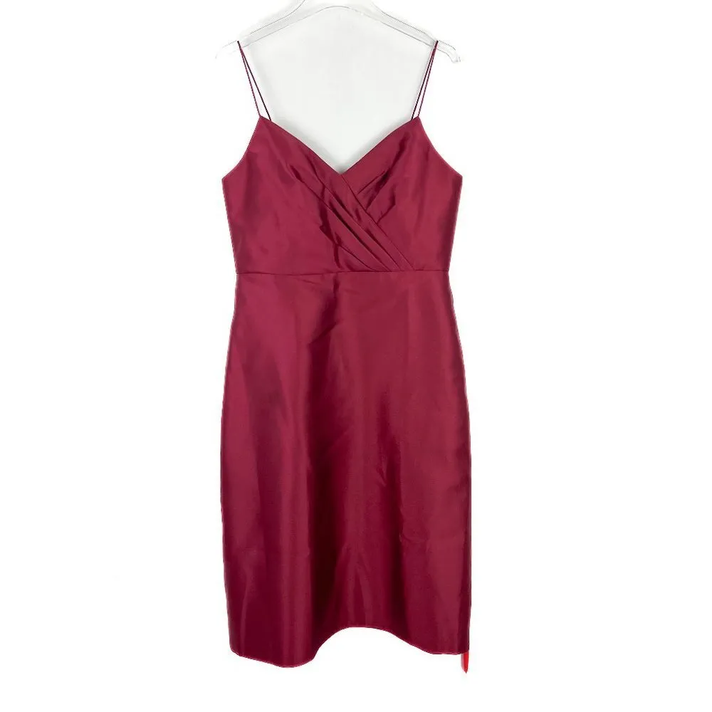 NWT  Draped Faux Wrap Cocktail Dress W/ Pockets Burgundy Size 16 D777 - Image 2