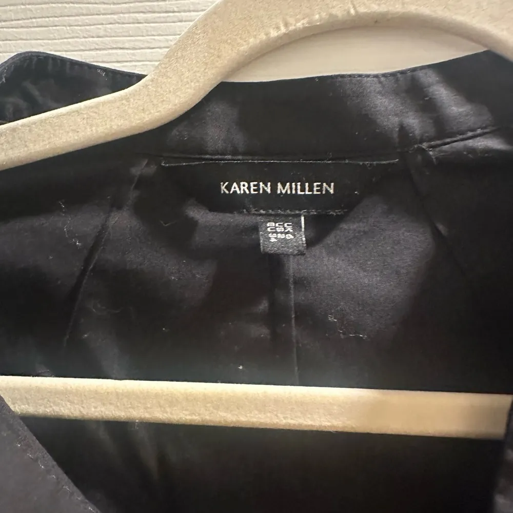 KAREN MILLEN Panelled Waist Shirt black buff sleeve blouse - Image 6