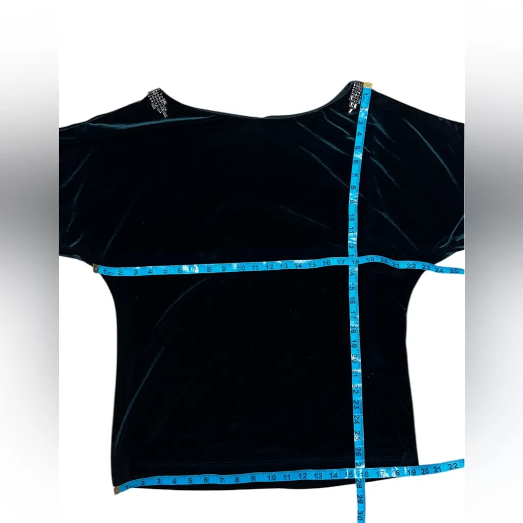 Adrianna Papell Hinter Green Rich Soft Velvet Embellished Shoulders Size XL - Image 14