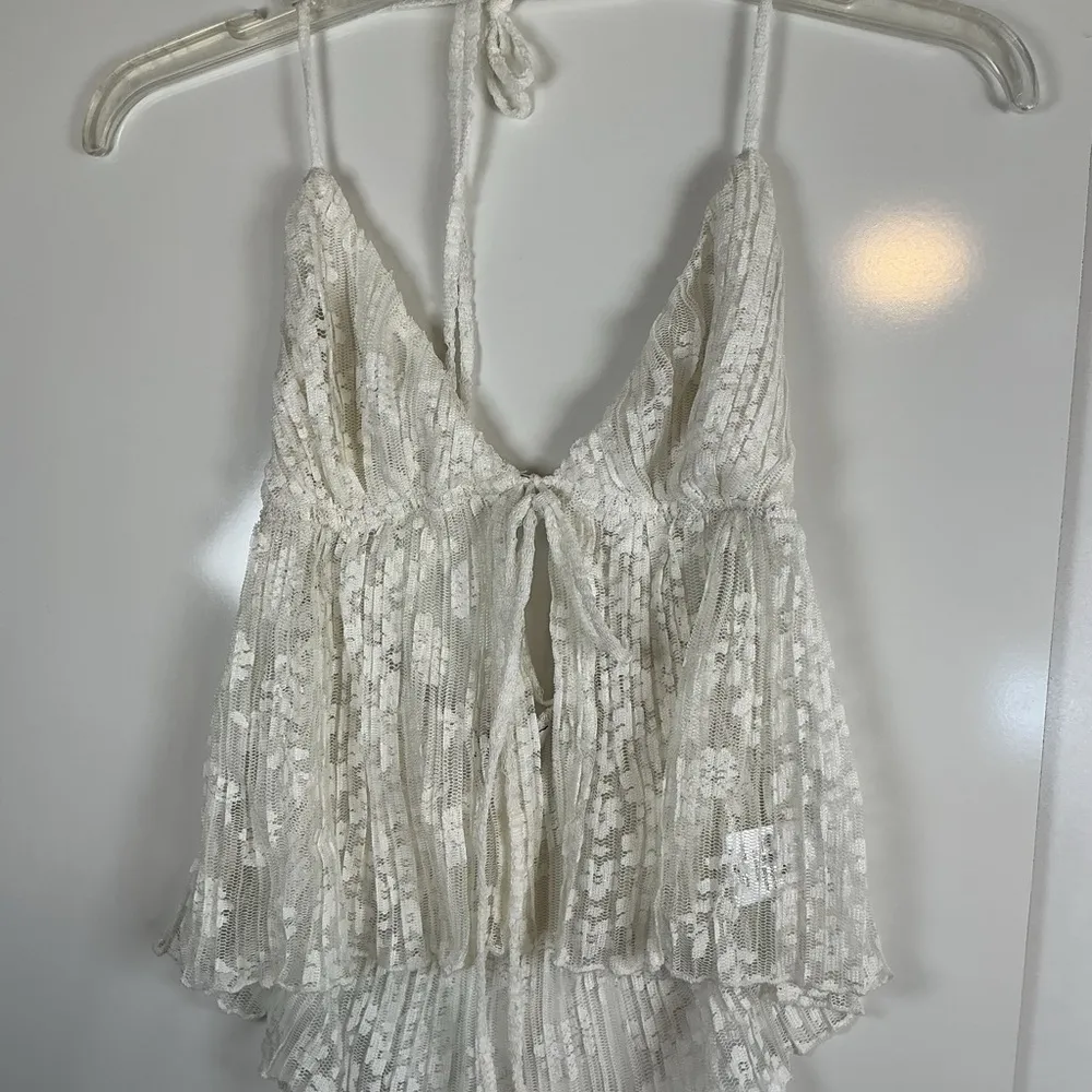 Princess Polly Ivory Lace Tie-Front Blouse 0251 - Image 3