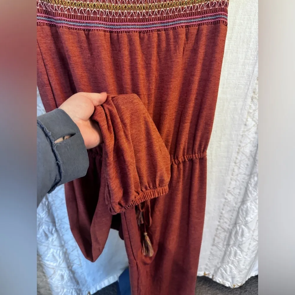 Mystree Printed Boho Drawstring Romper Onesie Size Medium - Image 2