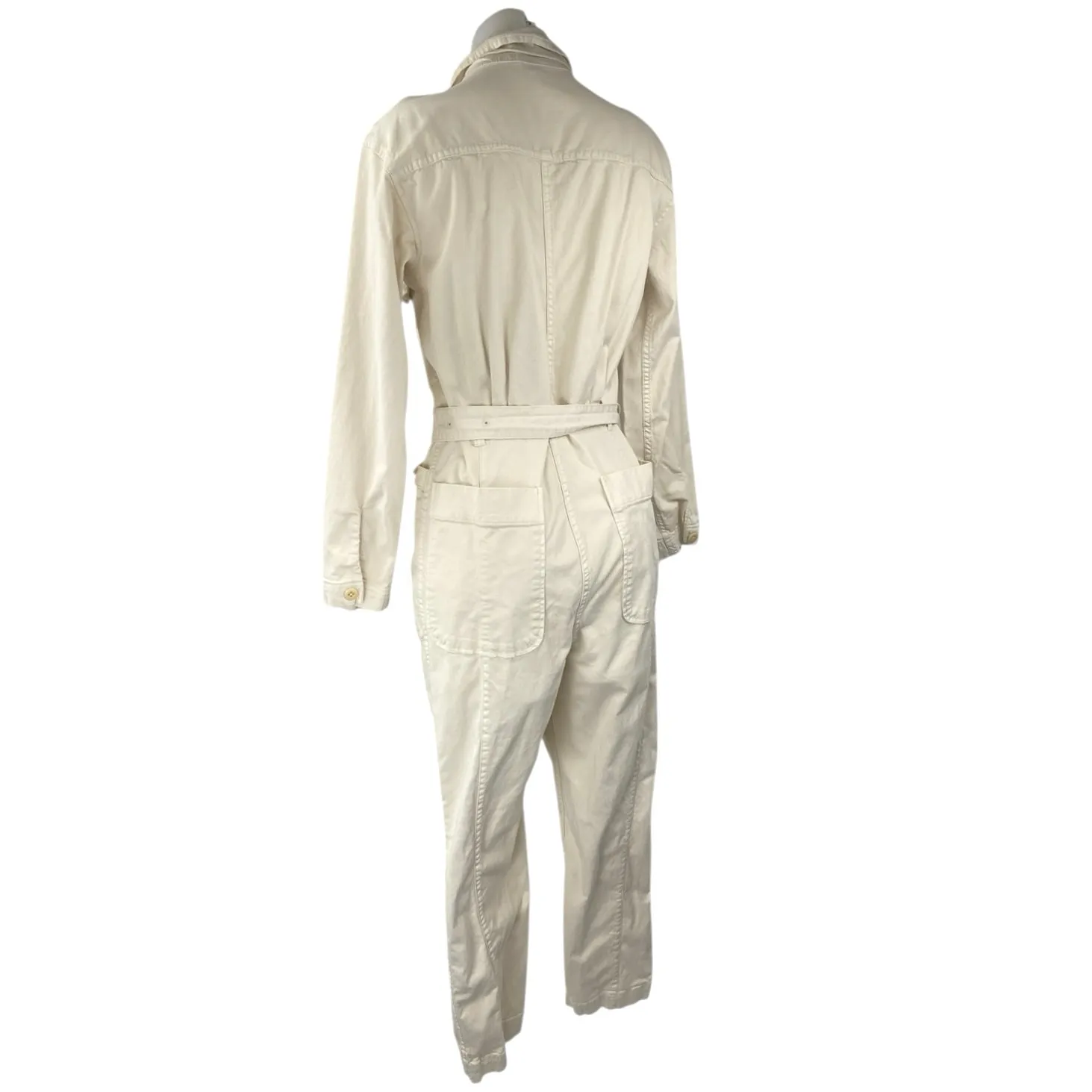 Alex Mill Expedition Women's White Belted Long Sleeve Skinny Overalls Jumpsuit S - Image 4