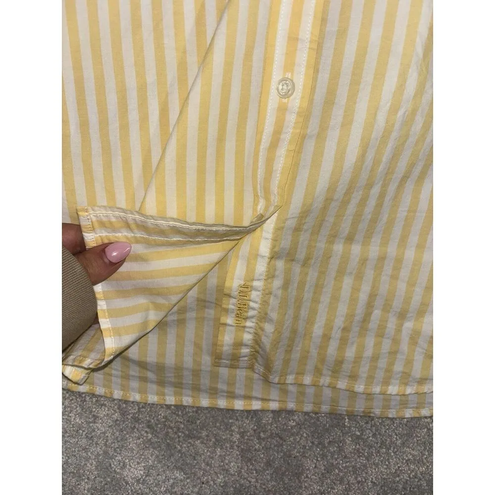 ll bean‎ yellow striped short sleeve button up womens medium boxy - Image 6
