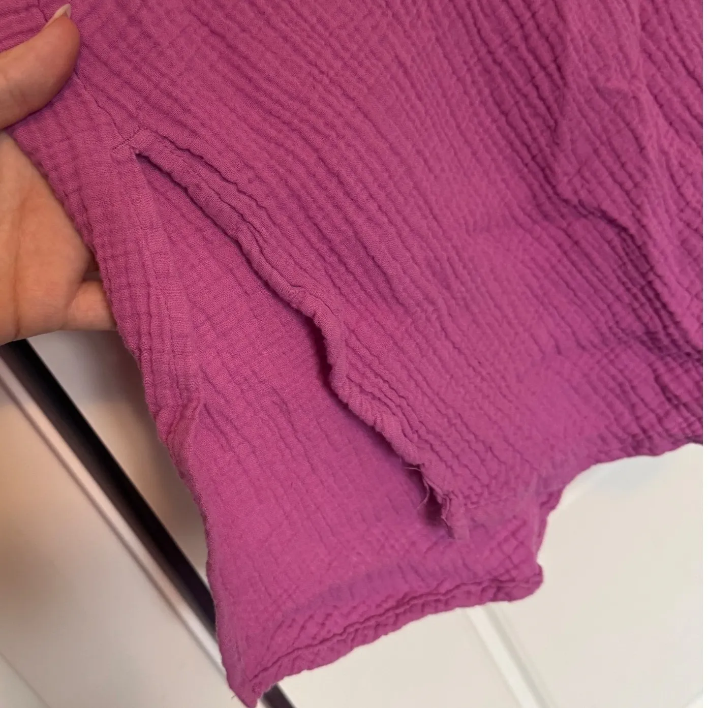 J. Jill sz L Womens Purple Gauzy Cotton Button Collared Tshirt Midi Dress Casual Size L - Image 8