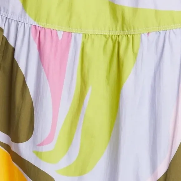 NWT La Ligne Stella Tiered Ruffle Cotton Midi Dress Lavender Swirl Size Medium Purple - Image 7