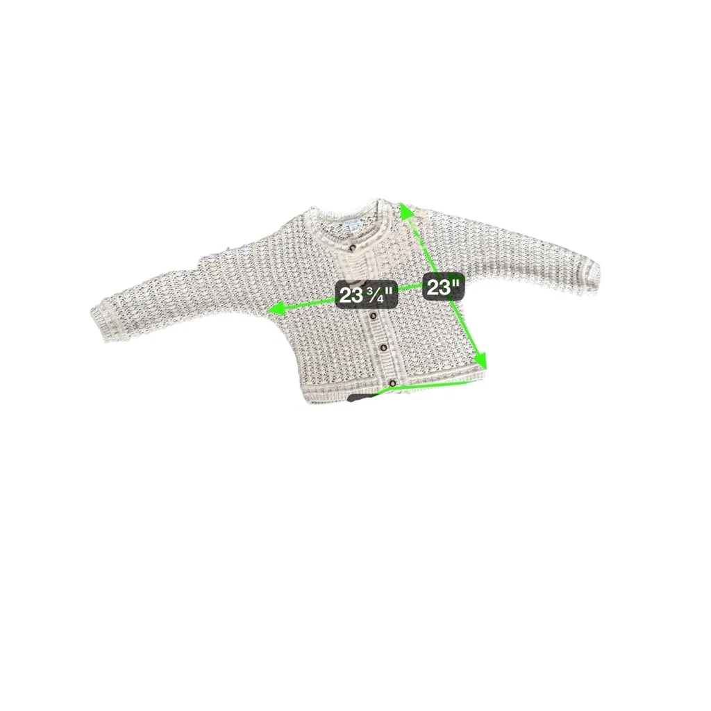 Rachel Zoe Sweater Womens XL Tan Gold Metallic Open Knit Cardigan Crest Buttons - Image 8