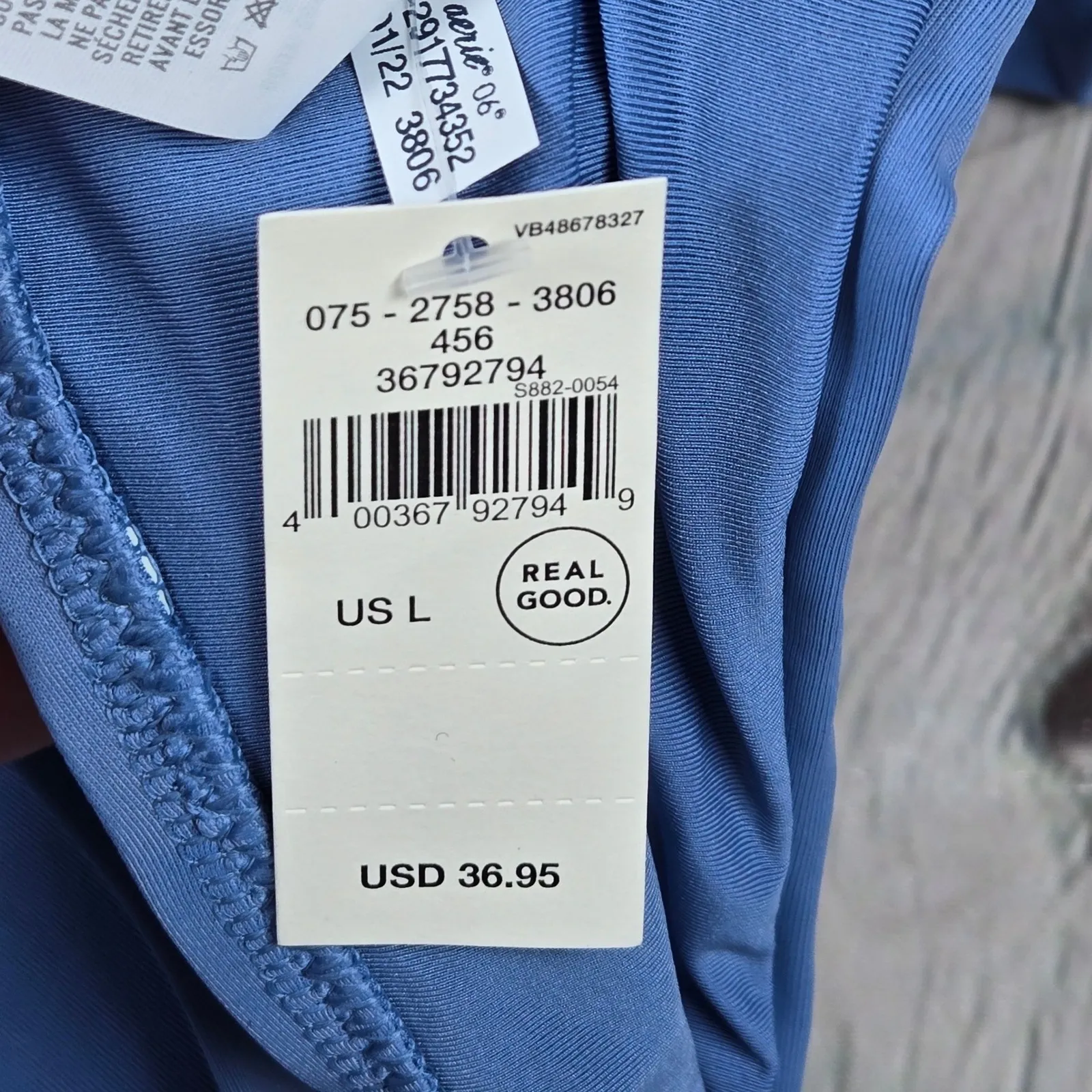 Aerie Real Good Halter Bikini Swim Top Blue Size L - Image 3