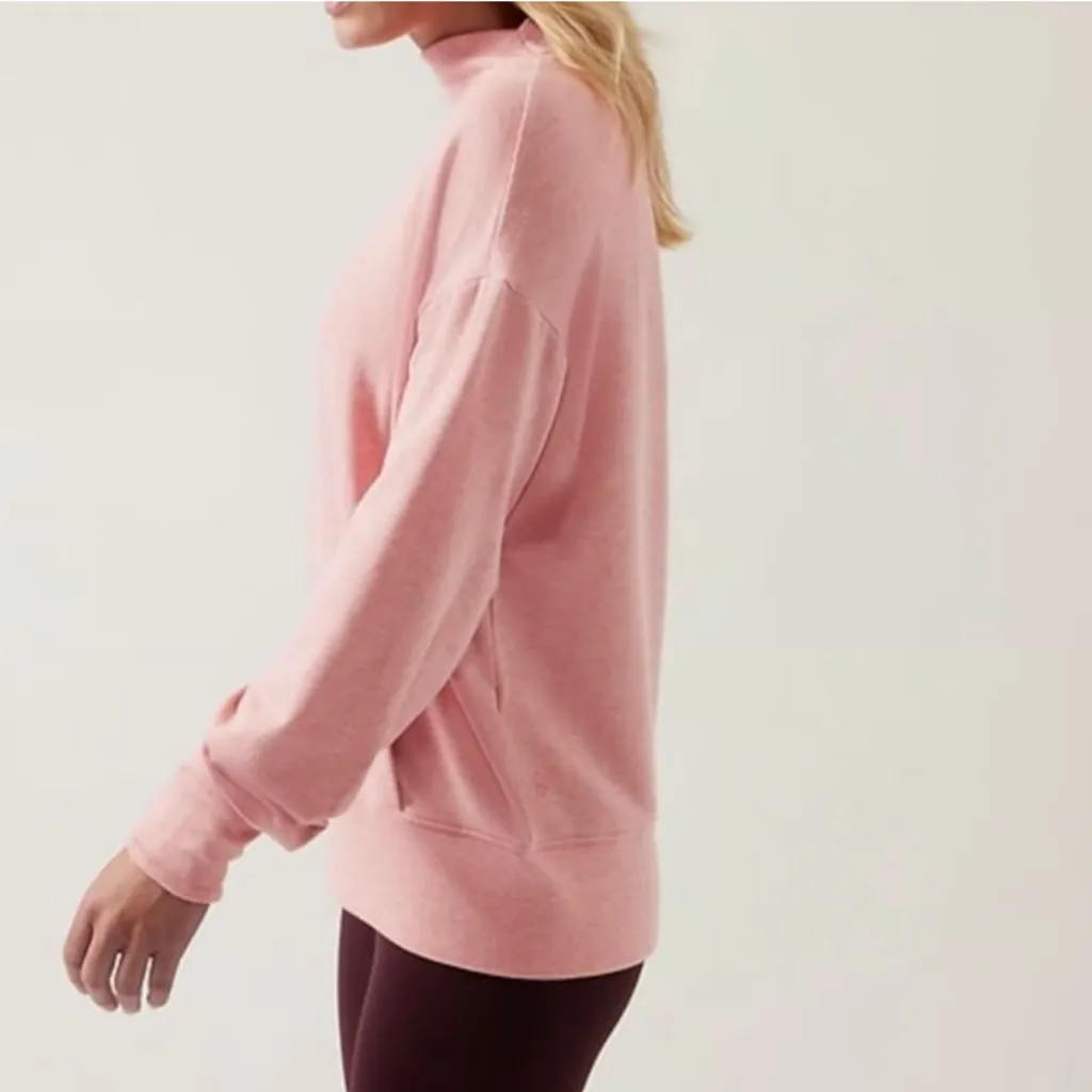 Athleta Apollo Crewneck Sweatshirt in Conch Pink Heather - Image 3