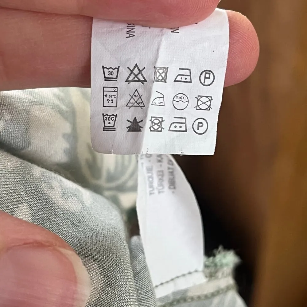 Zara Women's Green And White Floral Satin Slip Dress Size XS - Image 8