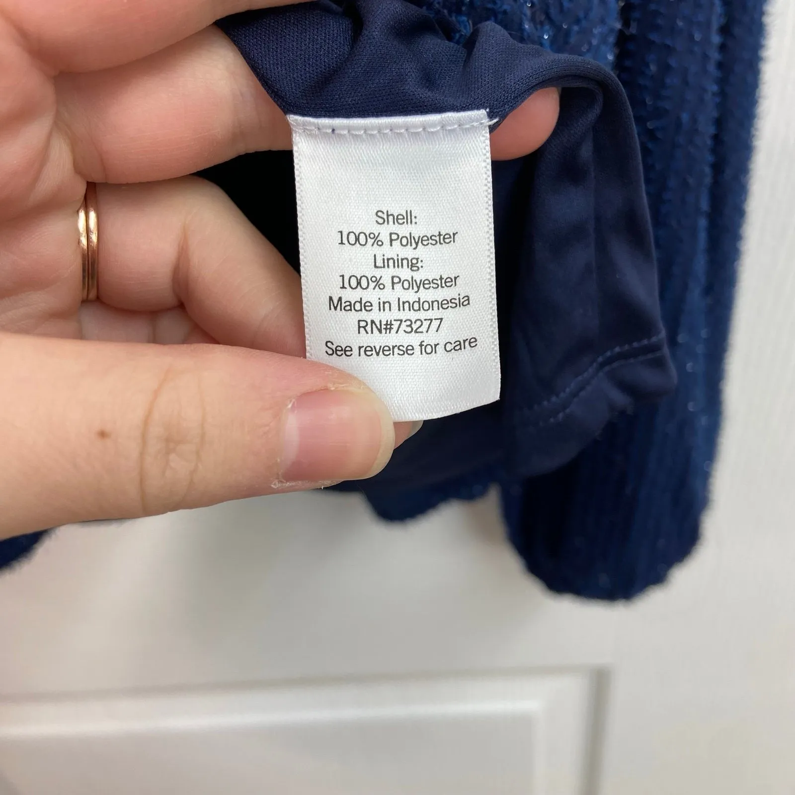 NEW Nine West blue shimmery textured twist high neck loose long sleeve blouse XL - Image 6