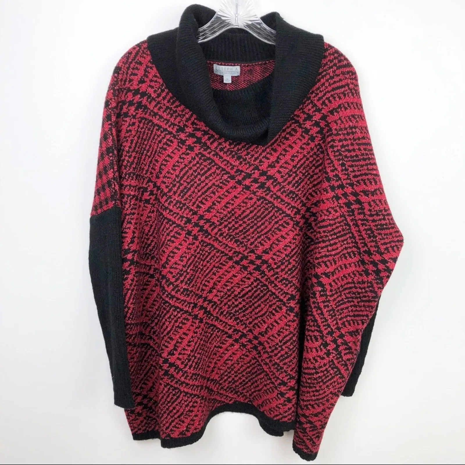 Joseph A Plaid Turtleneck Sweater Red Black Women's Size Medium NWT - Image 2