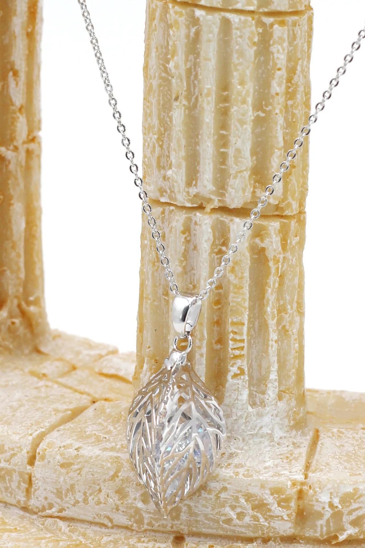 Lady foliage crystal set Silver - Image 6