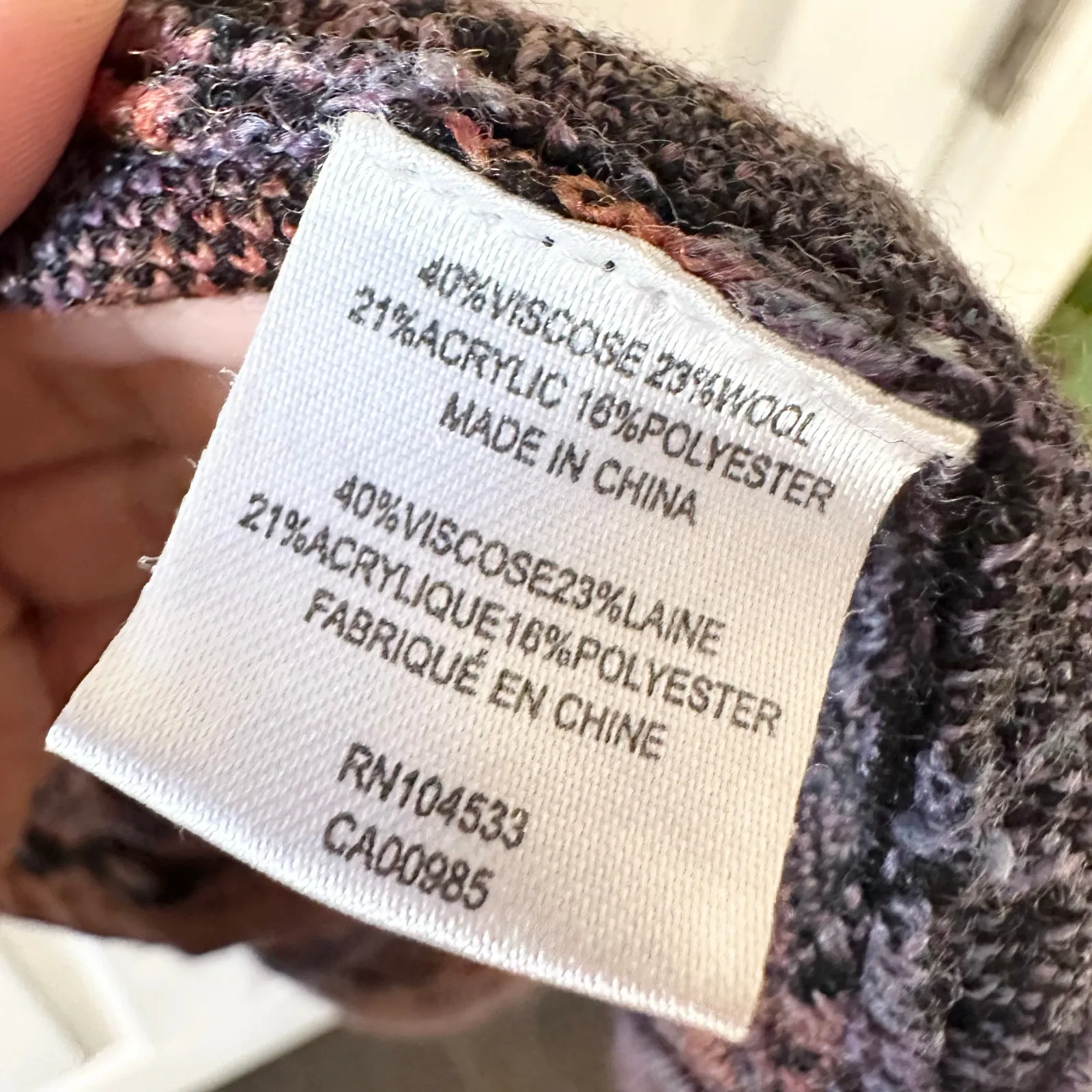 Nanette Lepore Bianca Jacquard Black Copper Purple Patterned Wool Cardigan Large - Image 6