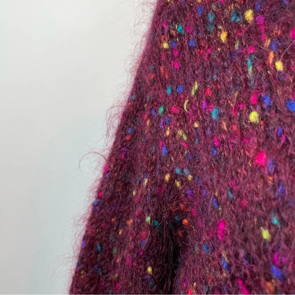 Vintage 90s Cape Isle Knitters Fuzzy Mohair Confetti Cardigan Sweater slouchy S - Image 6