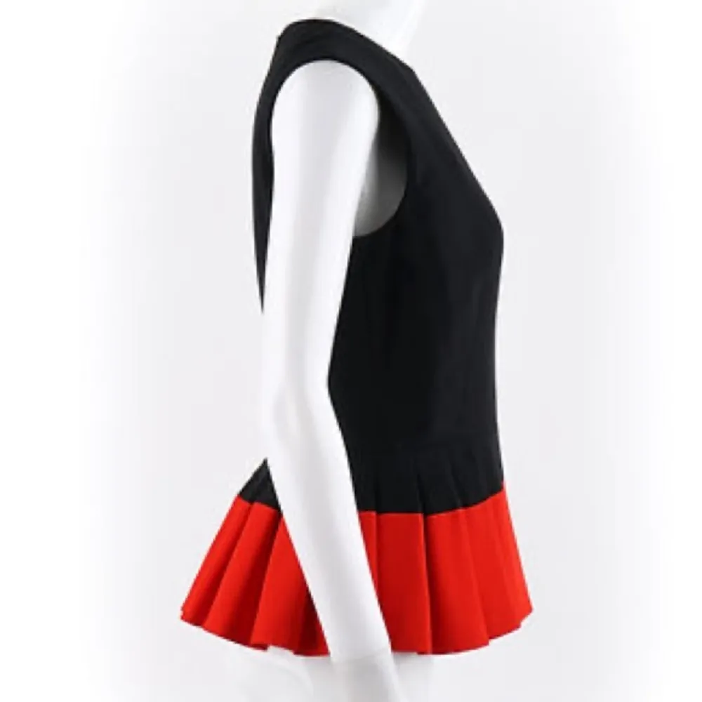 Alexander McQueen Pleated Peplum Top Colorblock red black XS vintage Y2K 38 - Image 4
