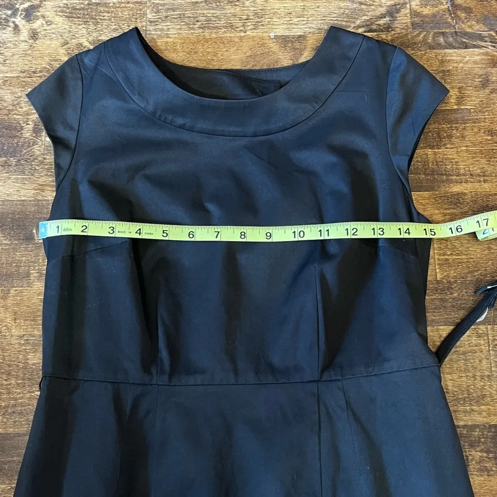 MERONA Collection Solid Black Belted Cap Sleeve Dress Size 4 - Image 15