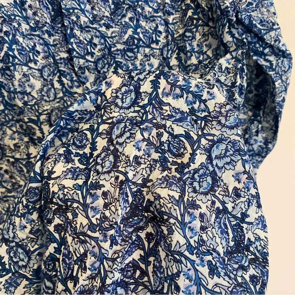 RAGA 100% Cotton Blue and White Button Up Blouse size Large - Image 7