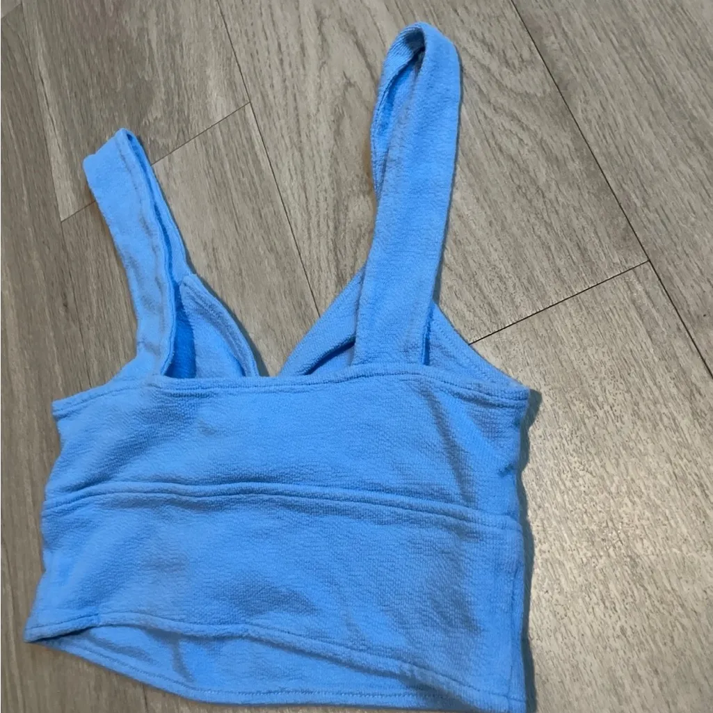 Madewell Sky Blue Knotted Crop Top - Image 3