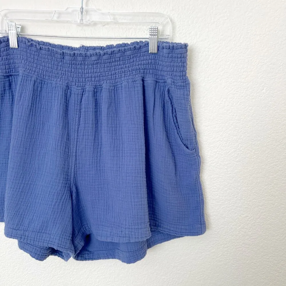 [Three Dots] Periwinkle Blue Cotton Gauze High Rise Elastic Waist Shorts Sz XXL - Image 8
