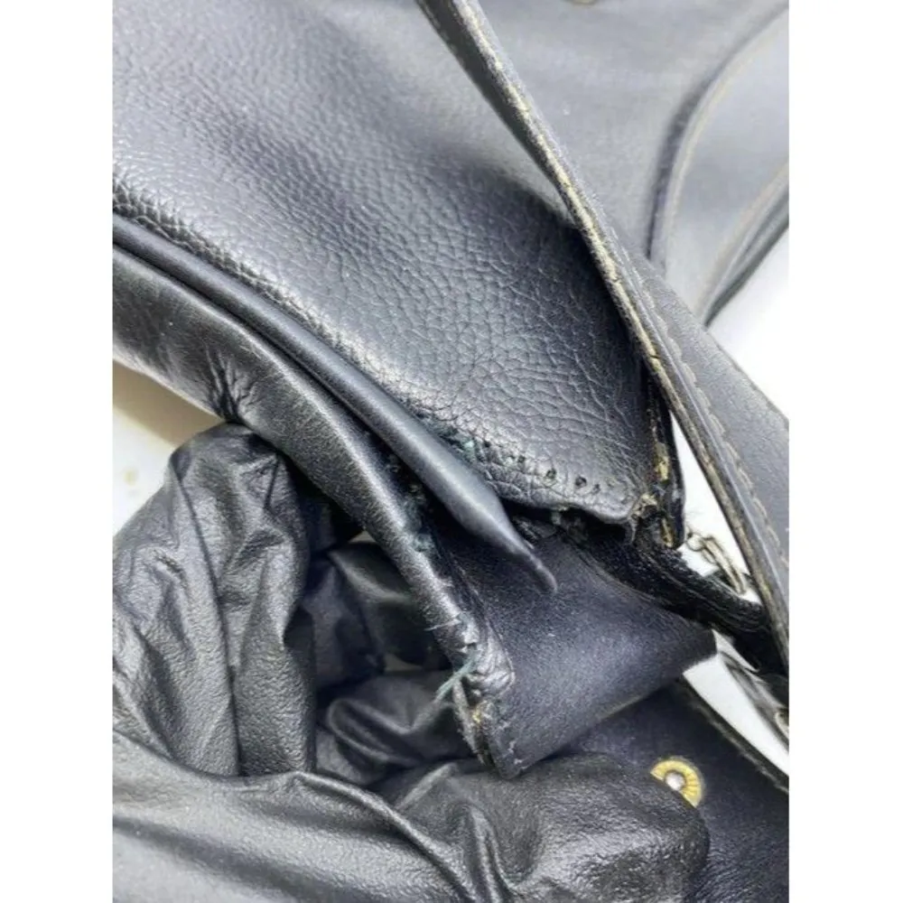 gucci vintage shoulder black leather cross body ba - Image 11